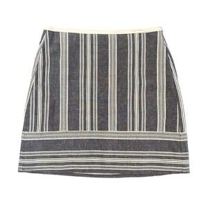 LOFT Straight Mini Skirt Women's Size 4 Blue White Striped 100% Cotton / Lined